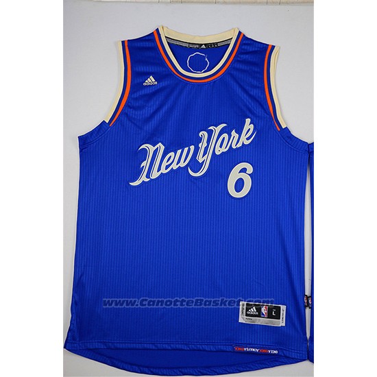 Maglia Natale 2015 New York Kristaps Porzingis #6 Blu